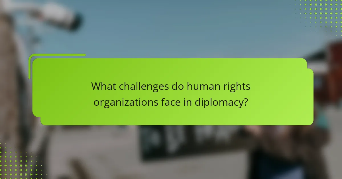 What challenges do human rights organizations face in diplomacy?