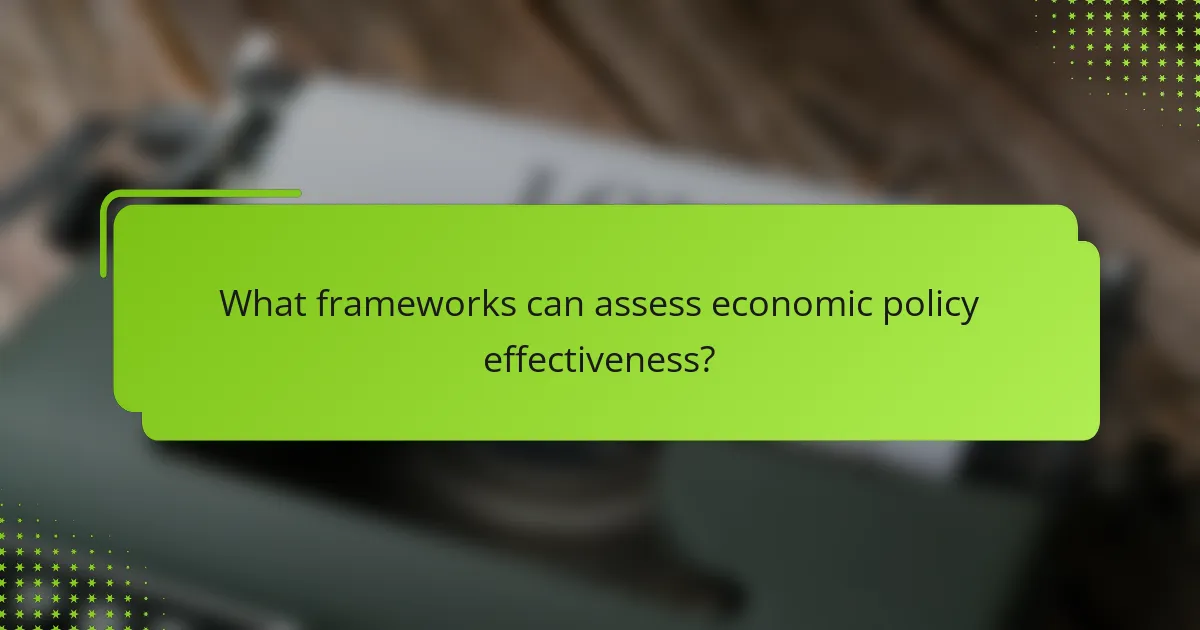 What frameworks can assess economic policy effectiveness?