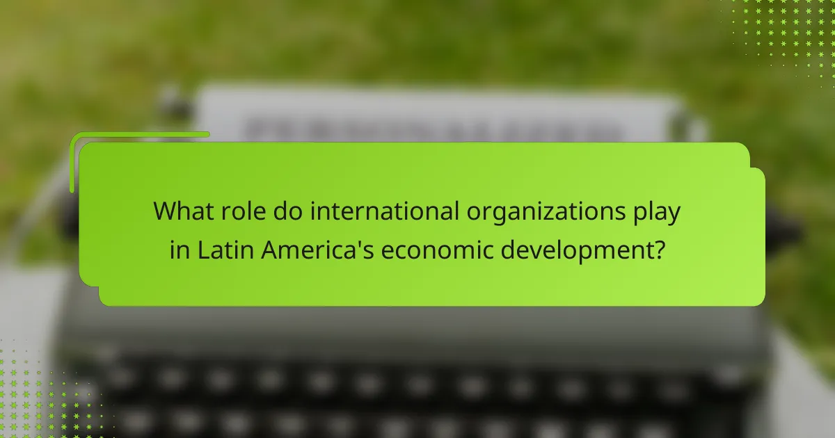 What role do international organizations play in Latin America's economic development?